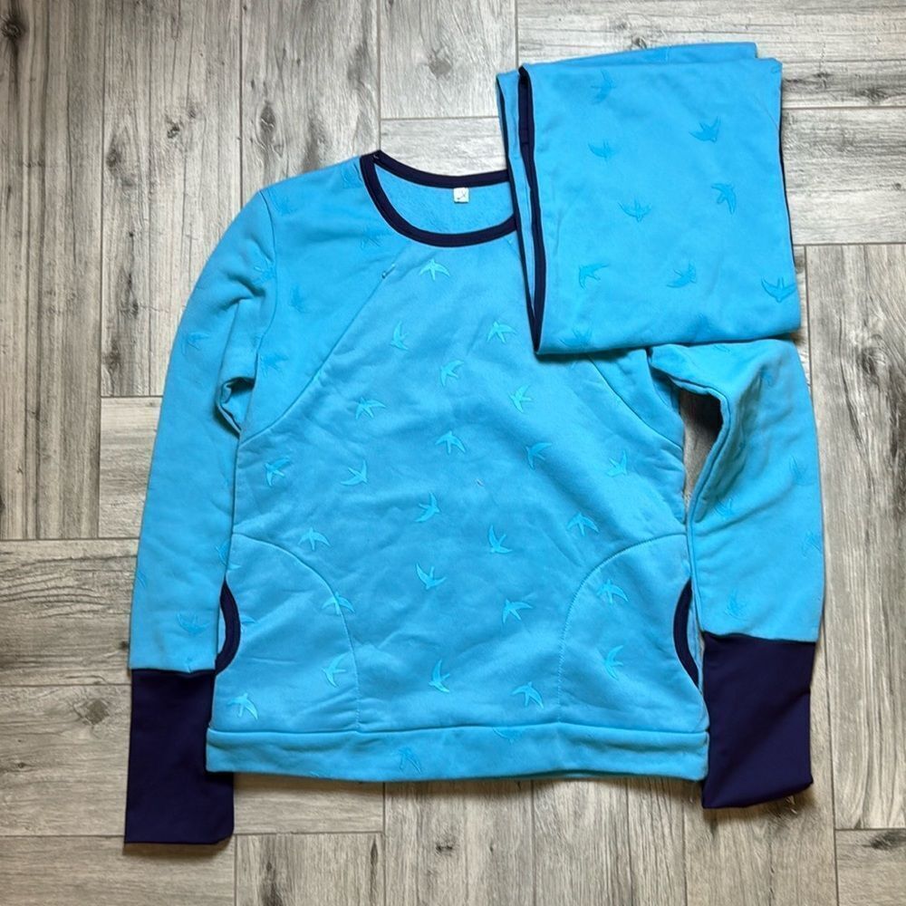 Fashion Womens Maternity Breastfeeding Sweatshirt Set Blue XL